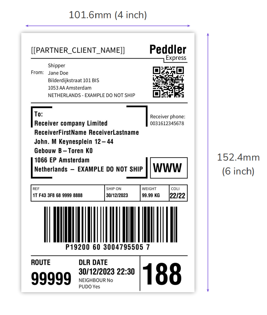 Peddler Shipping Label