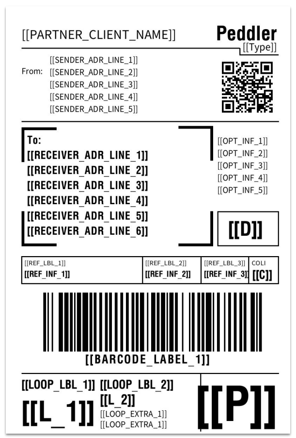 Peddler Shipping Label template